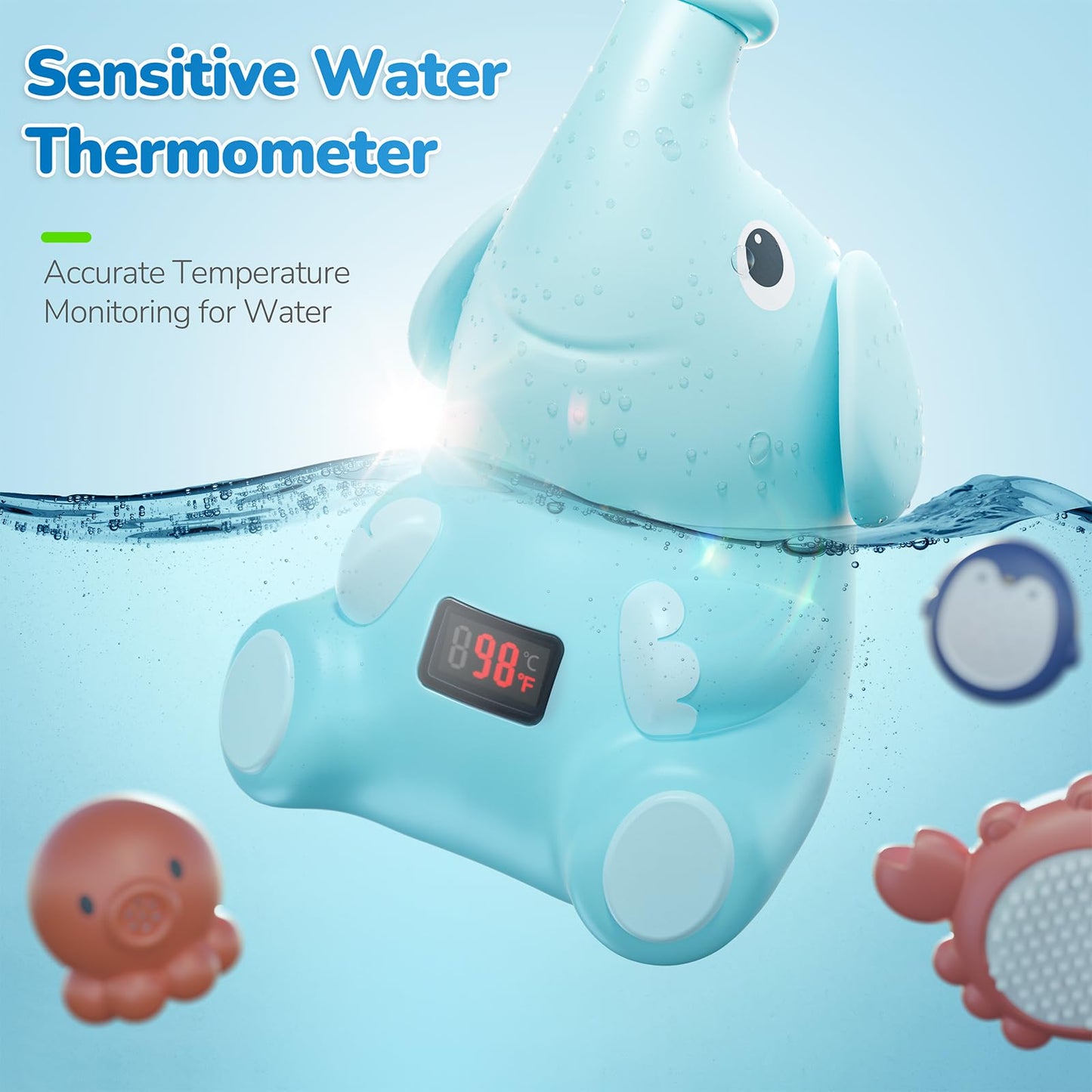 G-WACK Baby Bath Toys Shower Head Sprayer with Water Thermometer for New Borns, Toddlers and Kids | Baby Accessories, and Essentials in Bathtub or Sink | Shampoo Bath Rinser | USB Rechargeable Ⅵ