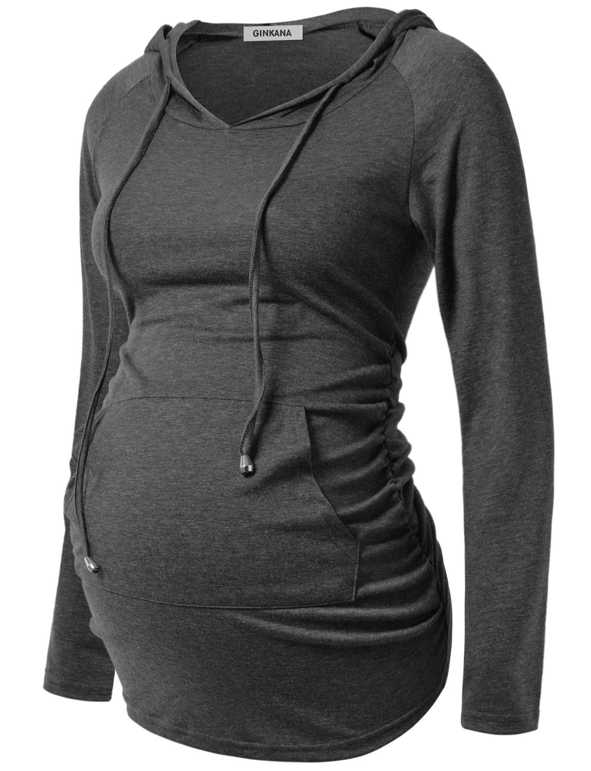 GINKANA Maternity Hoodie Long Sleeves Shirts Casual Maternity Top Pregnancy Sweatshirt Casual Clothes