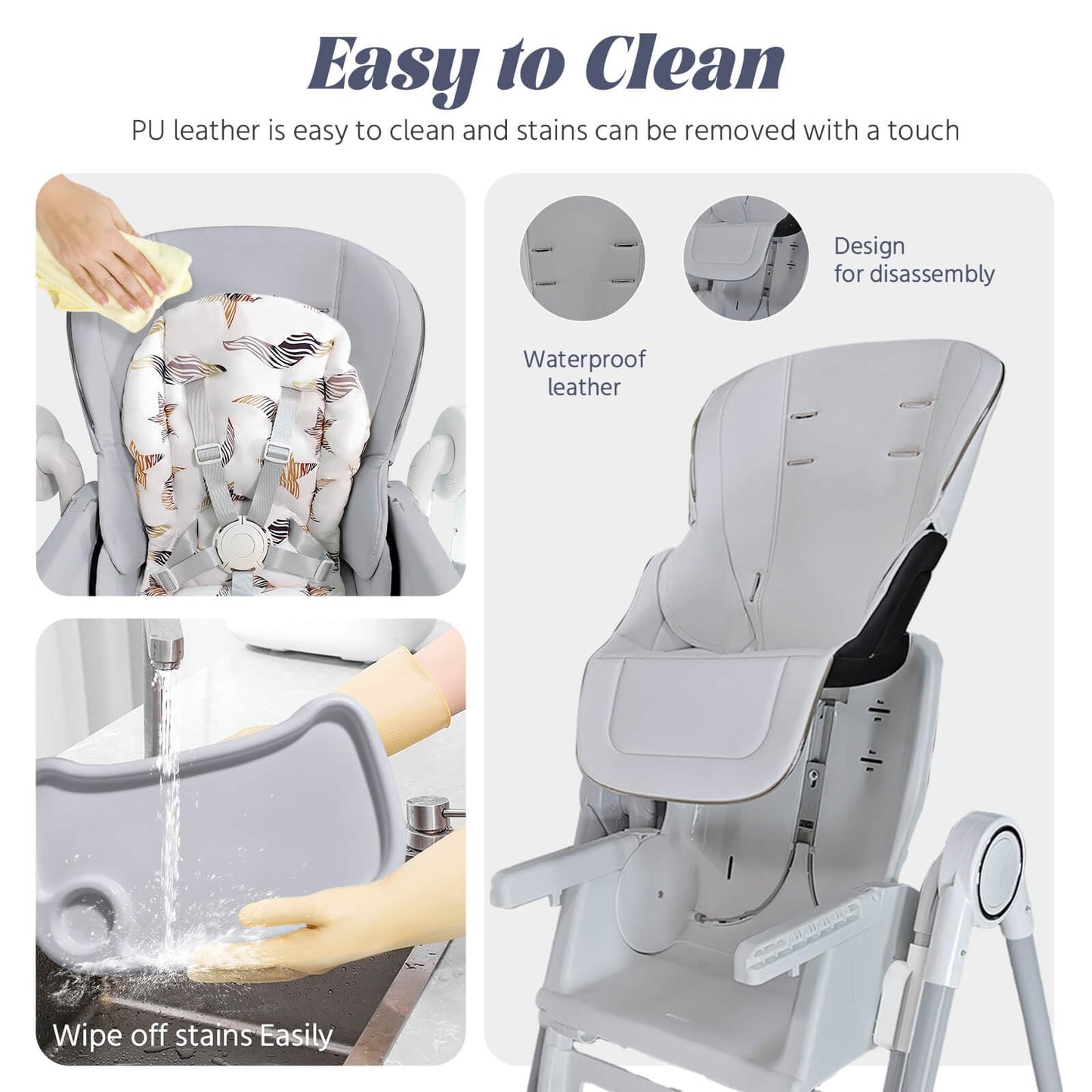 5 in 1 Convertible Baby High Chair Foldable, Baby Swing for Infants to Toddler,Portable Baby Feeding Chair, High Chairs for Babies and Toddlers, Silla de Comer para Bebe(White)