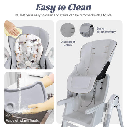 5 in 1 Convertible Baby High Chair Foldable, Baby Swing for Infants to Toddler,Portable Baby Feeding Chair, High Chairs for Babies and Toddlers, Silla de Comer para Bebe(White)