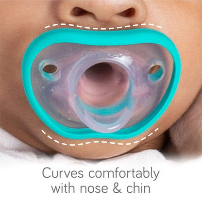 Nanobebe Active Baby Pacifiers 4-36 Months - Orthodontic, Lightweight and Vented, Curves Comfortably with Face Contour, 100% Silicone - BPA Free, Perfect Baby Registry Gift 4pk, White/Pink
