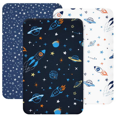 david's kids 3 Pack Fitted Crib Sheets, Ultra Soft Breathable Comfortable Baby Sheet Set for Boys Girls Neutral, 28x52 Inch Fits Standard Crib and Toddler Mattresses, Dinosaur