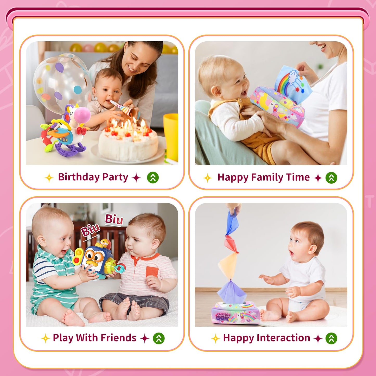 usrela 4 in 1 Baby Toys for 6 12 18 Month, Learning Toys for Babies 6-12 Months, Busy Cube, Stacking Sorter, Piano Xylophone Pull String Travel Toy, Birthday Gifts for Toddlers 1 2 Years Old