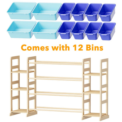 SpaceAid Toy Storage Organizer with 6 Shelves and 12 Bins, Bookshelf/Bookcase, Kids Bin Shelf, Toys Box for Playroom Organization for Bedroom & Room Decor, White, 52.3" W
