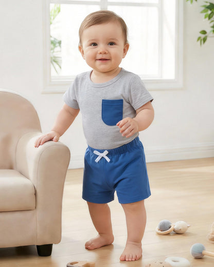 Jecson Newborn Boy Clothes Baby Boy Outfits Summer Set 6-Piece Cotton Short Sleeve Top and Shorts for 0-18M