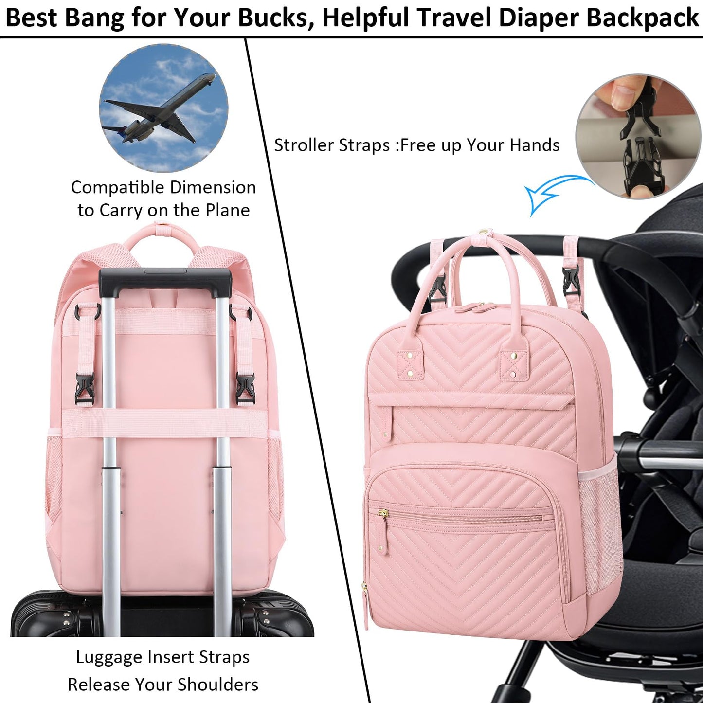 Tenot Diaper Bag Backpack for Women Large Capacity with Insulated Pockets Multifunctional Diaper Bags For Baby Girl Boy Waterproof Baby Bags For Mama Maternity Travel Bag Black