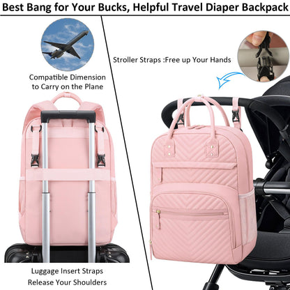 Tenot Diaper Bag Backpack for Women Large Capacity with Insulated Pockets Multifunctional Diaper Bags For Baby Girl Boy Waterproof Baby Bags For Mama Maternity Travel Bag Black