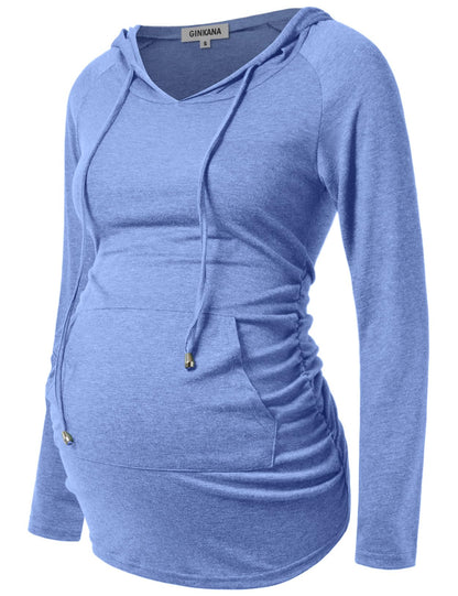 GINKANA Maternity Hoodie Long Sleeves Shirts Casual Maternity Top Pregnancy Sweatshirt Casual Clothes