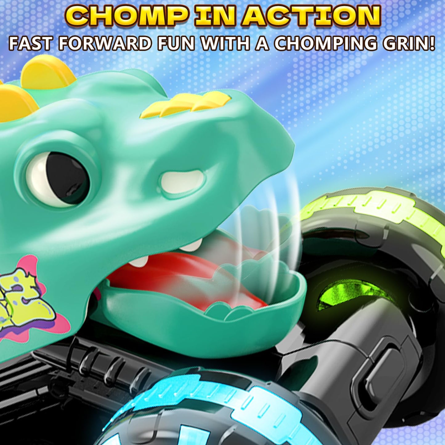 Intoypad 3 Pack Dinosaur Car Toys for Kids Toddlers, Light up Wheels Monster Truck Toys for Boys 2 3 4 5 6 7 8 Years Old Christmas Birthady Gifts Press & Go Dino Trucks Toy for Toddler Boy Baby