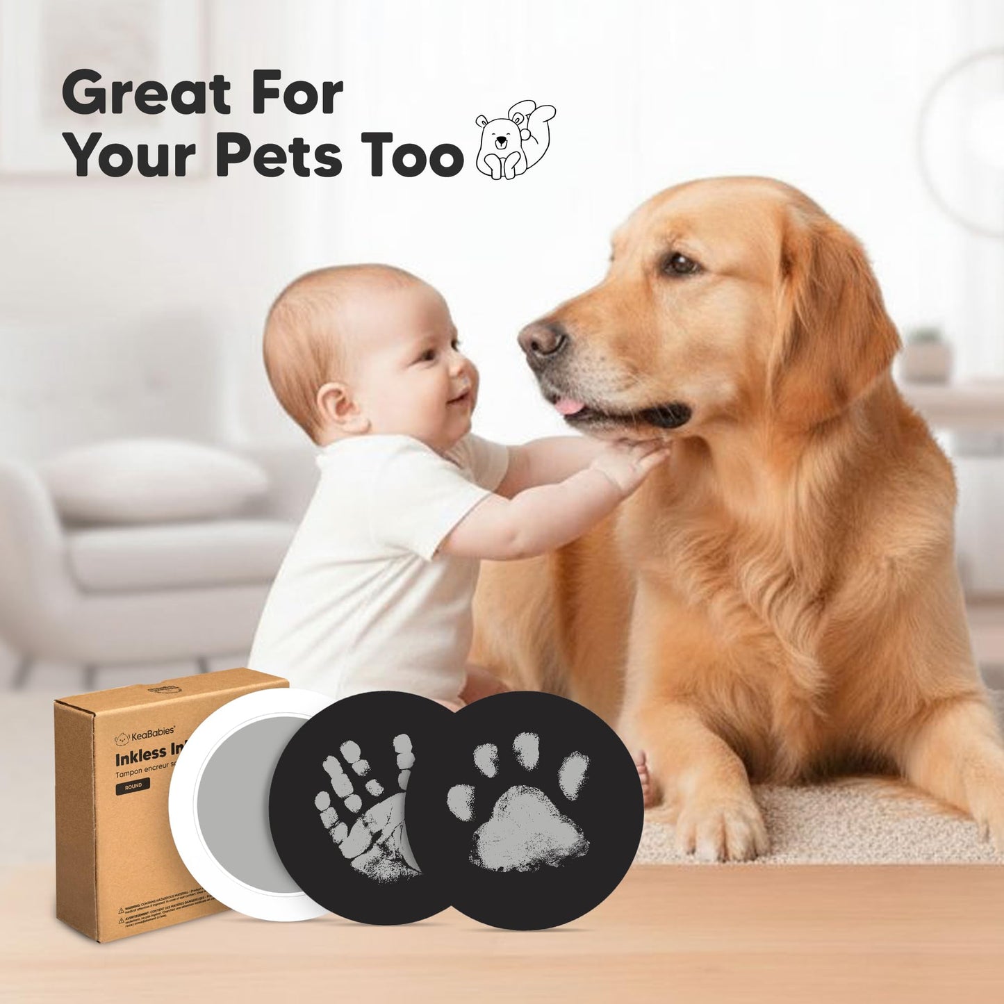 4-Pack Inkless Baby Hand and Footprint Kit - Mess Free Ink Pad for Newborn Keepsake, Dog Nose & Paw Print Kit, Clean Touch Ink Pad for Baby Hand & Footprints, First Mother's Day (Jet Black)