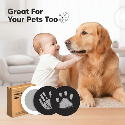 4-Pack Inkless Baby Hand and Footprint Kit - Mess Free Ink Pad for Newborn Keepsake, Dog Nose & Paw Print Kit, Clean Touch Ink Pad for Baby Hand & Footprints, First Mother's Day (Jet Black)