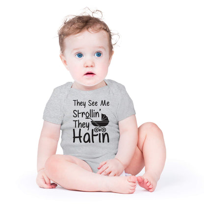 AW Fashions They See Me Strolli' They Hatin Bodysuit Newborn Boy Outfits Cute Romper Baby Girl Clothes