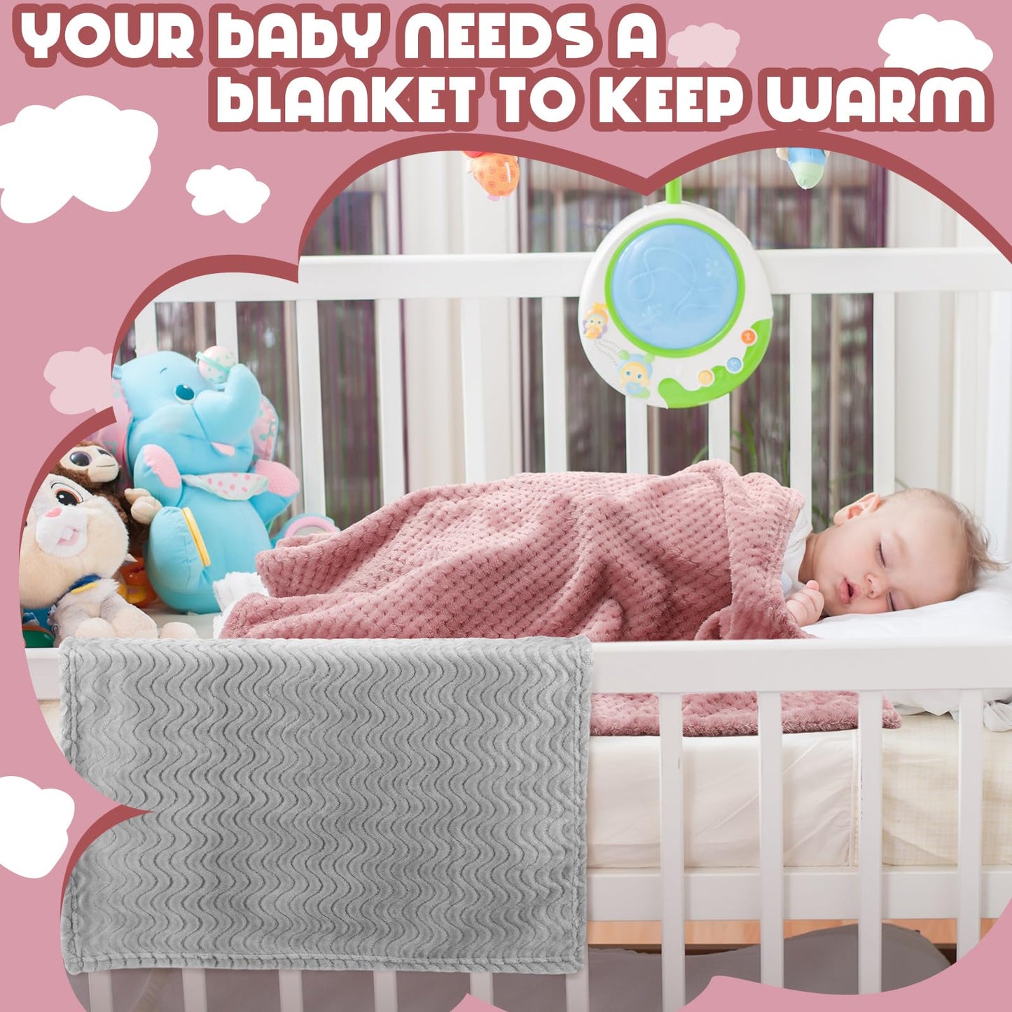 Frienda 4 Pcs Baby Fuzzy Blanket Fluffy Baby Blanket for Boys Girls Soft Warm Infant Newborn Toddler Receiving Nursery Bed Supplies, 32 x 24 Inch(Pink Color)