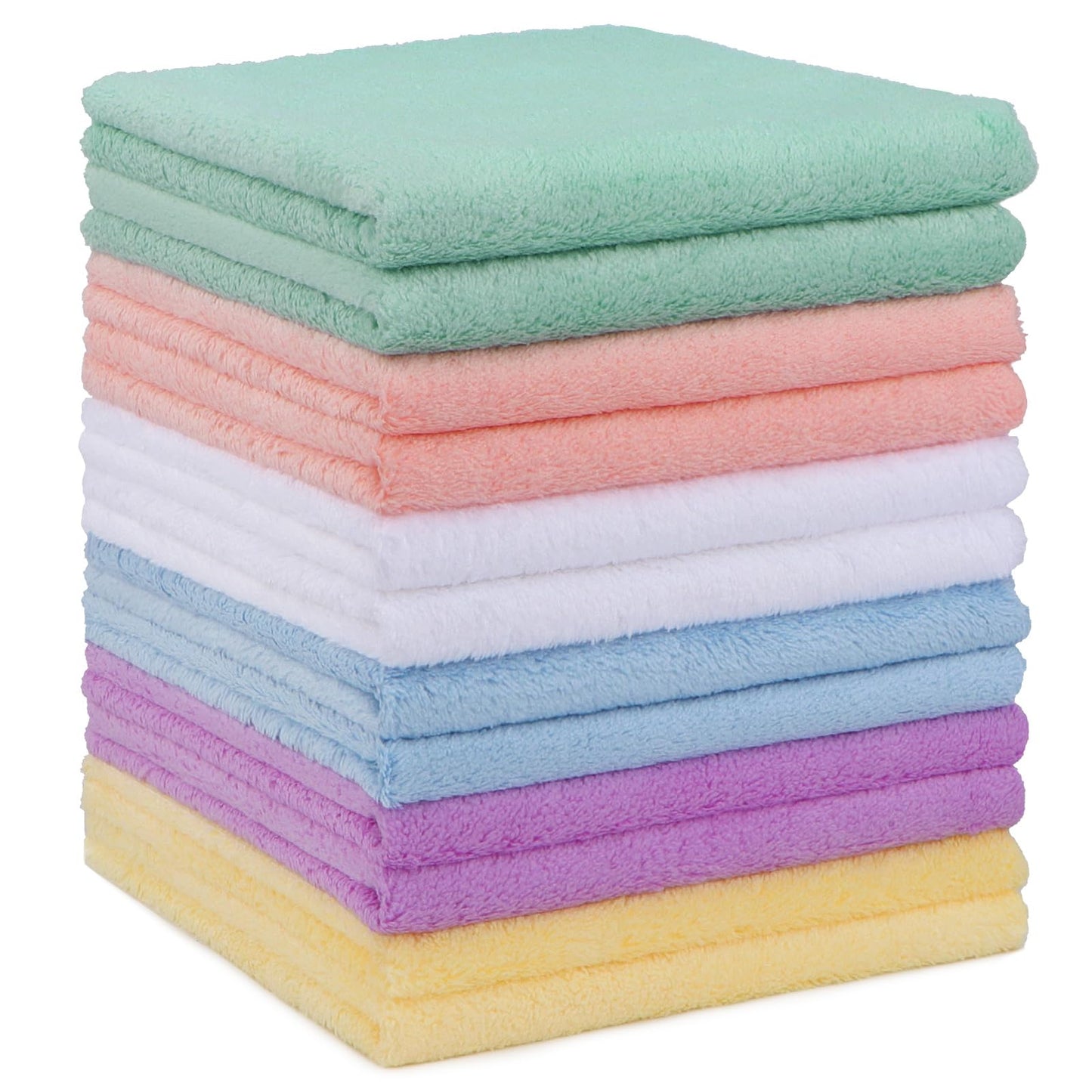 HOMEXCEL Baby Washcloths 24 Pack-Microfiber Coral Fleece Baby Bath Face Towel 7 x 9 Inch Extra Absorbent and Soft Burp Cloth and Wash Cloths for Newborn-Infants and Toddlers-Gentle On Sensitive Skin