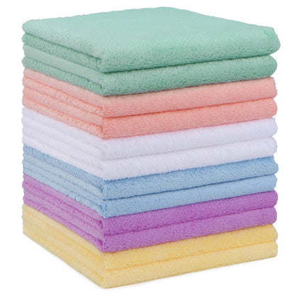 HOMEXCEL Baby Washcloths 24 Pack-Microfiber Coral Fleece Baby Bath Face Towel 7 x 9 Inch Extra Absorbent and Soft Burp Cloth and Wash Cloths for Newborn-Infants and Toddlers-Gentle On Sensitive Skin