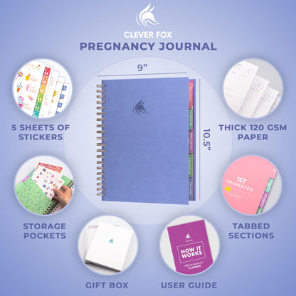 Clever Fox Pregnancy Journal & Memory Book - Pregnancy Planner & Notebook for Expecting Moms – Baby Keepsake, First Time Moms Gift (Lavender, 9" x 10.5")