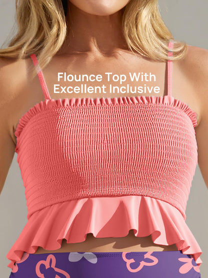 Summer Mae Maternity High Waist Swimsuit Ruffle Hem Bikini Bathing Suit Shirred Bandeau Two Piece Pregnancy Swimwear