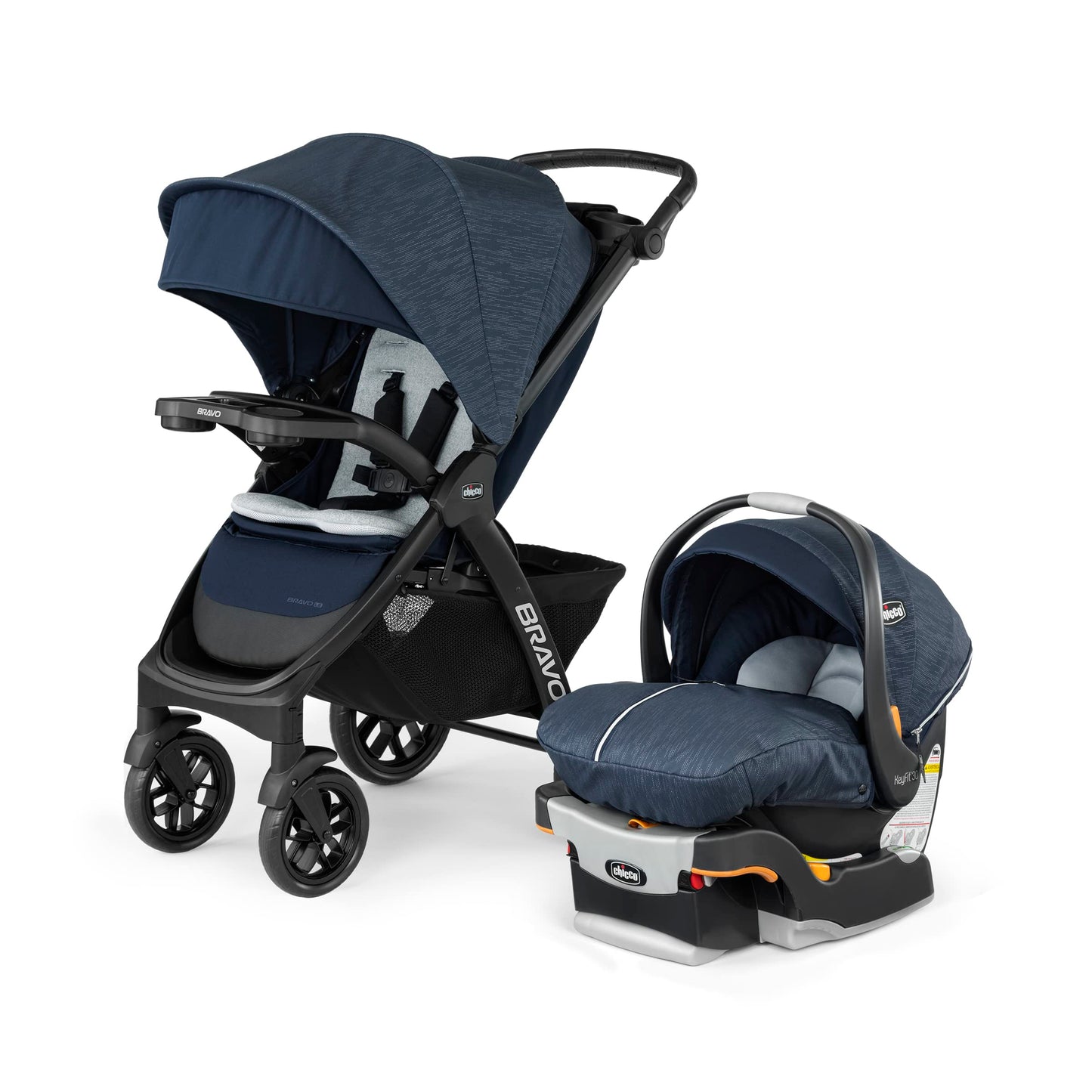 Chicco Bravo® 3-in-1 Trio Travel System, Bravo® Quick-Fold Stroller with KeyFit® 30 Infant Car Seat and Base, Car Seat and Stroller Combo | Parker