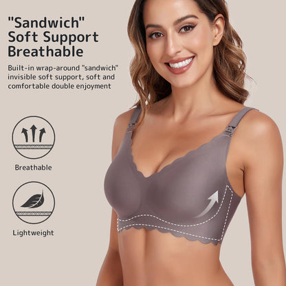 Gailife 3 Pack Nursing Bras for Breastfeeding Seamless Wireless Maternity Bras for Pregnancy Soft Sleep Bralette Pack