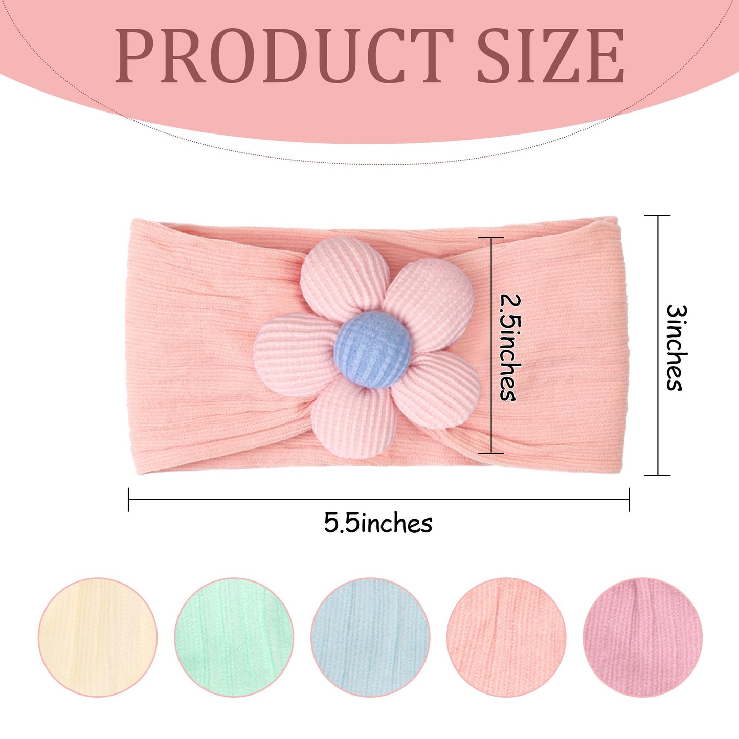 CÉLLOT 5 Pcs Baby Flower Headbands Baby Girls Nylon Headbands Soft Hairbands Hair Accessories for Newborn Infant Toddler Kids