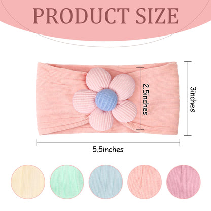 CÉLLOT 5 Pcs Baby Flower Headbands Baby Girls Nylon Headbands Soft Hairbands Hair Accessories for Newborn Infant Toddler Kids