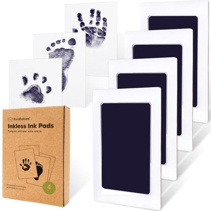 4-Pack Inkless Baby Hand and Footprint Kit - Mess Free Ink Pad for Newborn Keepsake, Dog Nose & Paw Print Kit, Clean Touch Ink Pad for Baby Hand & Footprints, First Mother's Day (Jet Black)