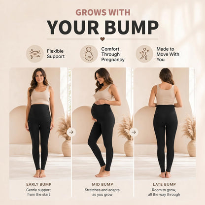 Hmuuo Women's Maternity Leggings Over The Belly Buttery Soft Pregnancy Yoga Pants Activewear Workout Leggings
