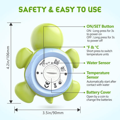 Baby Bath Thermometer, Digital Water Temperature Thermometers with 3 Color Backlit and Temperature Warning, Safety Bath Tube Thermometers Floating Toy for Infant, Toddler