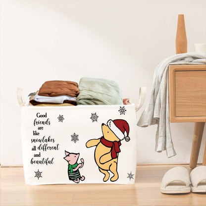 Winnie Nursery Decor, the Pooh Baby Stuff, Winnie Storage Nursery Basket, Large squarecanvas Laundry Hamper With A Waterproof PECoating, Foldable, Toys Bin, Baby Nursery HamperDecor, Star