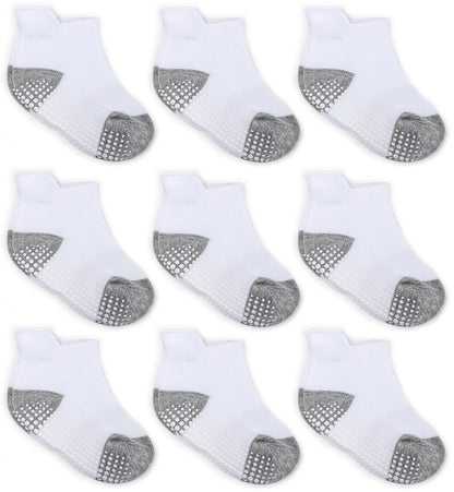 Zaples Baby Non Slip Grip Ankle Socks with Non Skid Soles for Infants Toddlers Kids Boys Girls