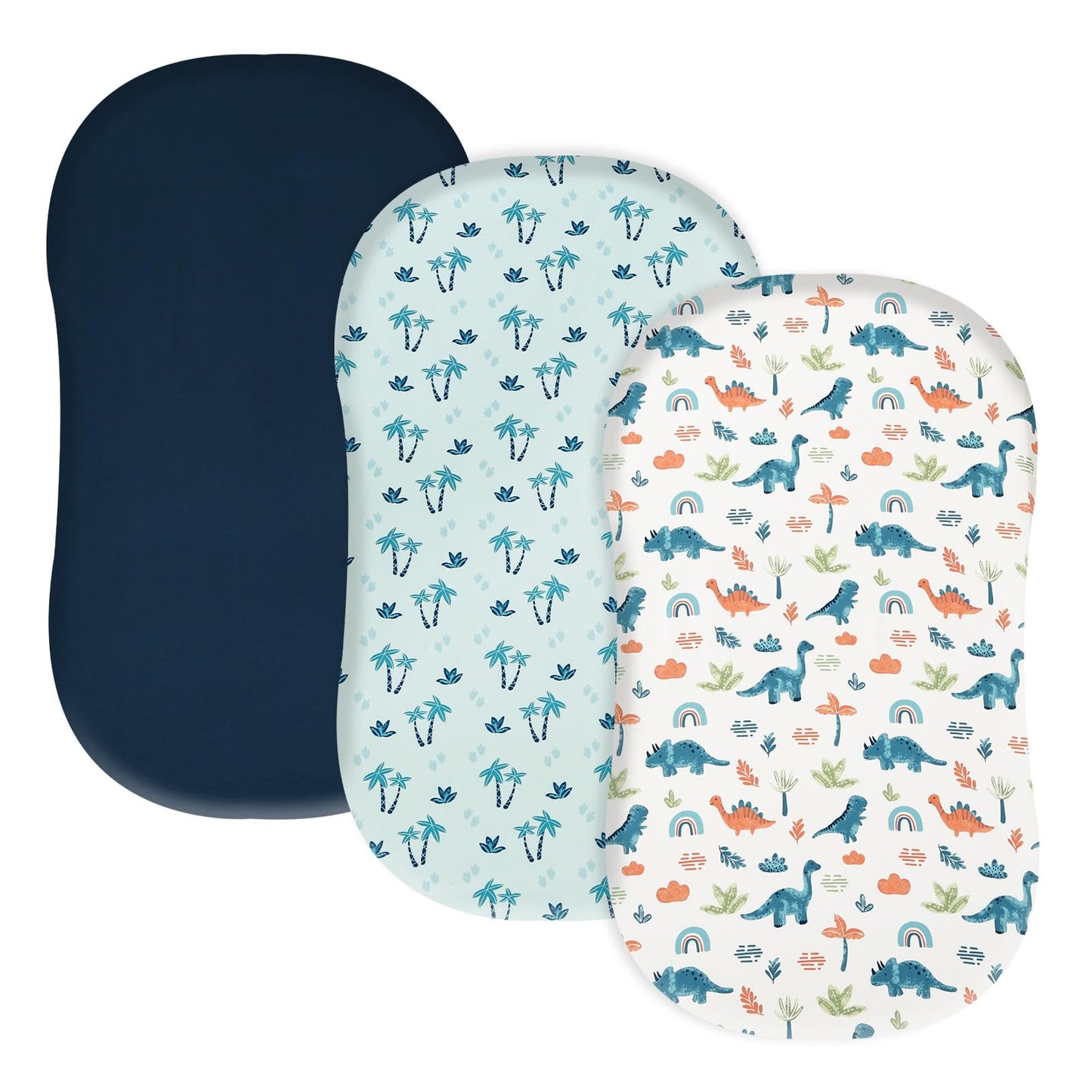 david's kids 3 Pack Fitted Crib Sheets, Ultra Soft Breathable Comfortable Baby Sheet Set for Boys Girls Neutral, 28x52 Inch Fits Standard Crib and Toddler Mattresses, Dinosaur