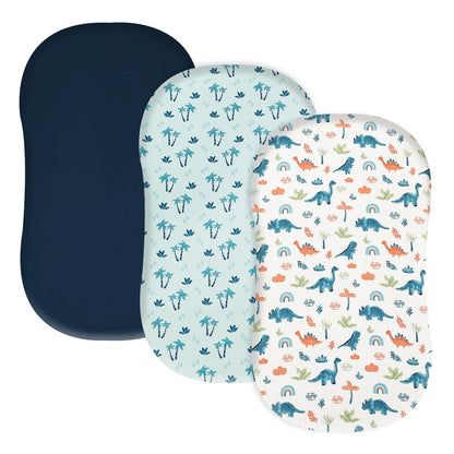 david's kids 3 Pack Fitted Crib Sheets, Ultra Soft Breathable Comfortable Baby Sheet Set for Boys Girls Neutral, 28x52 Inch Fits Standard Crib and Toddler Mattresses, Dinosaur