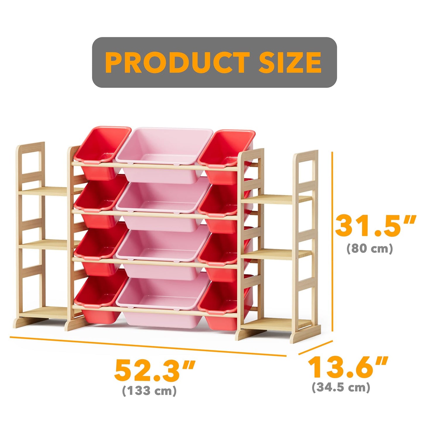 SpaceAid Toy Storage Organizer with 6 Shelves and 12 Bins, Bookshelf/Bookcase, Kids Bin Shelf, Toys Box for Playroom Organization for Bedroom & Room Decor, White, 52.3" W