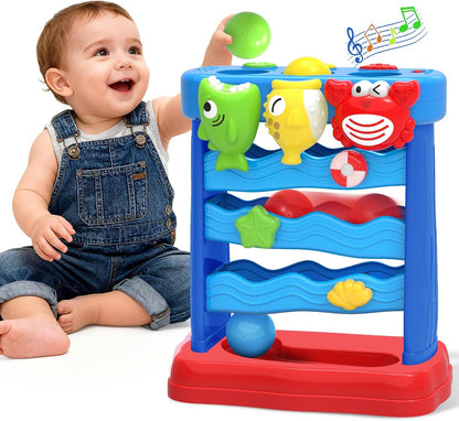 Toys for Toddlers 12-18 Months, Montessori Musical Toy for Baby 12-18 Months, Interactive Feeding Toy with Lights, Sensory Cause and Effect Game, Christmas Birthday Gifts for Boys Age 1-2 years old