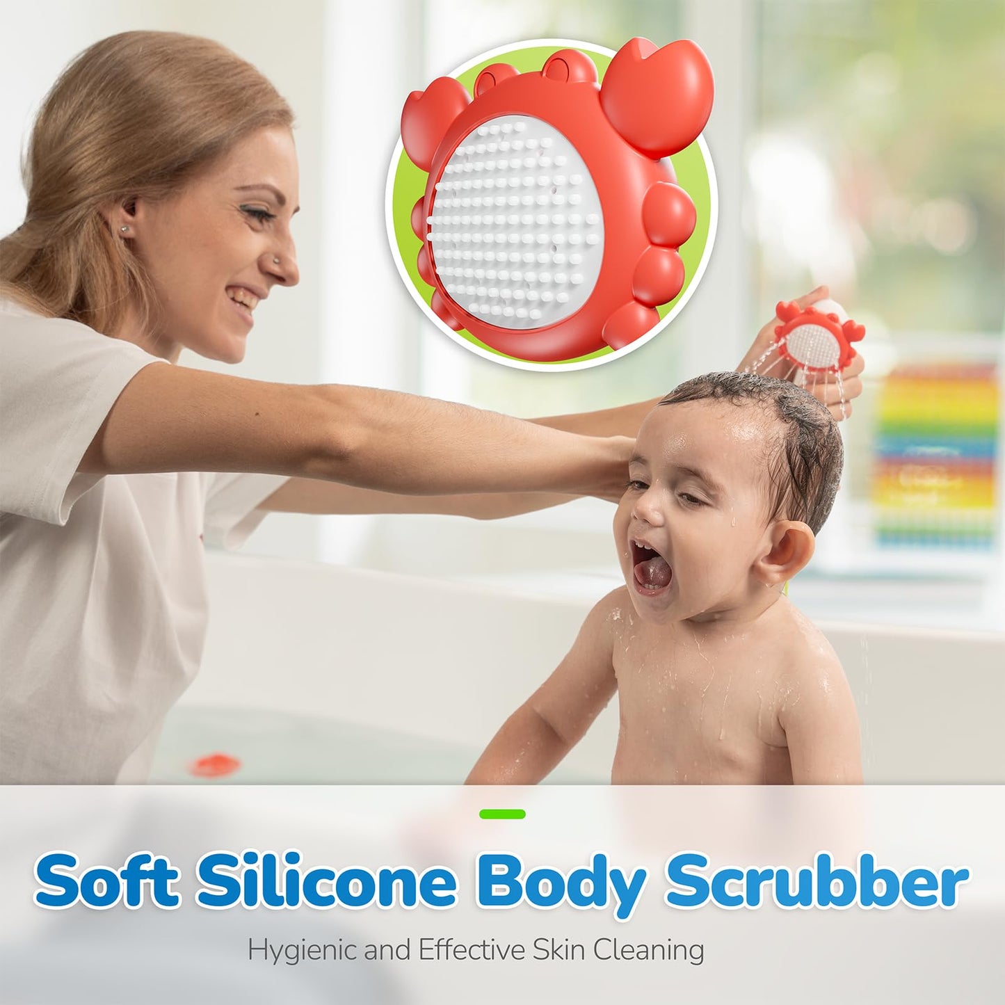 G-WACK Baby Bath Toys Shower Head Sprayer with Water Thermometer for New Borns, Toddlers and Kids | Baby Accessories, and Essentials in Bathtub or Sink | Shampoo Bath Rinser | USB Rechargeable Ⅵ