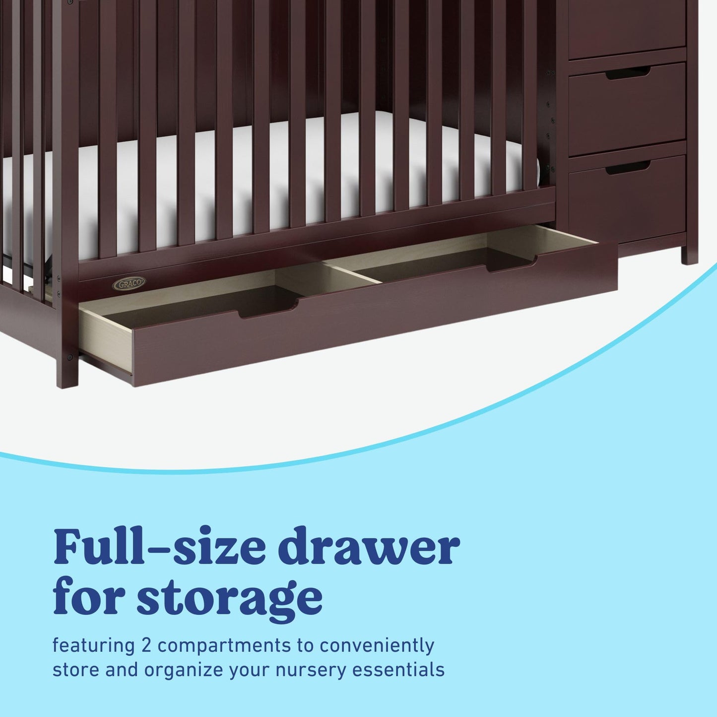 Graco Hadley 5-in-1 Convertible Crib & Changer – GREENGUARD Gold Certified, Fits Standard Crib Mattress, Converts to Toddler Bed and Full Bed, 4 Adjustable Mattress Heights (Pebble Gray)