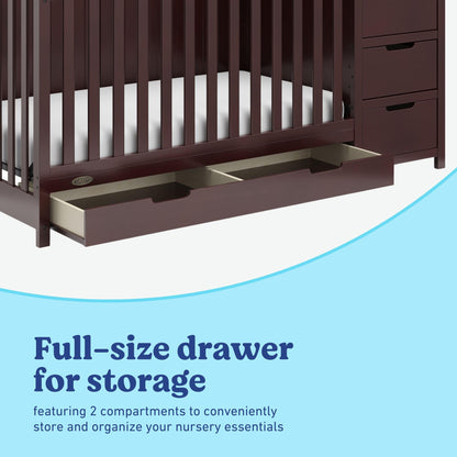 Graco Hadley 5-in-1 Convertible Crib & Changer – GREENGUARD Gold Certified, Fits Standard Crib Mattress, Converts to Toddler Bed and Full Bed, 4 Adjustable Mattress Heights (Pebble Gray)