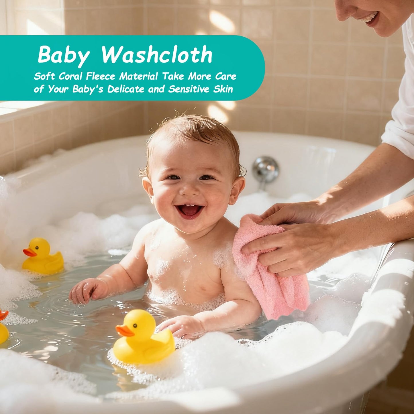 HOMEXCEL Baby Washcloths 24 Pack-Microfiber Coral Fleece Baby Bath Face Towel 7 x 9 Inch Extra Absorbent and Soft Burp Cloth and Wash Cloths for Newborn-Infants and Toddlers-Gentle On Sensitive Skin