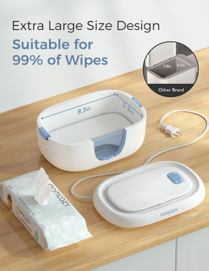 Momcozy Baby Wipe Warmer, Innovative Spring Design, Large Capacity Wipes Dispenser, Fast and Even Heating, 4 Modes of Temperature Heating Control, Diaper Wipe Warmer with Night Light