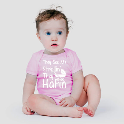 AW Fashions They See Me Strolli' They Hatin Bodysuit Newborn Boy Outfits Cute Romper Baby Girl Clothes