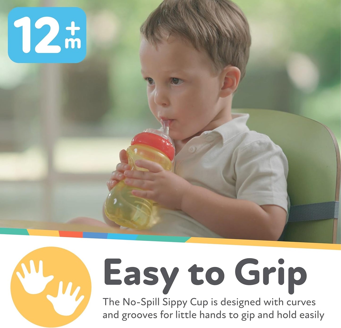 Nuby No-Spill Sippy Cup with Flex Straw - (3-Pack) 10-Ounce Bottles - Sippy Cups for Toddlers 12+ Months - Neutral Color Training Cups for Toddlers