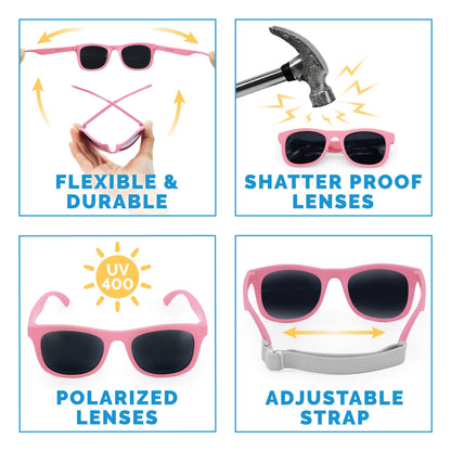 JAN & JUL Baby Toddler Kids’ Flexible UV-400 Polarized Sun-glasses with Strap for Girls Boys