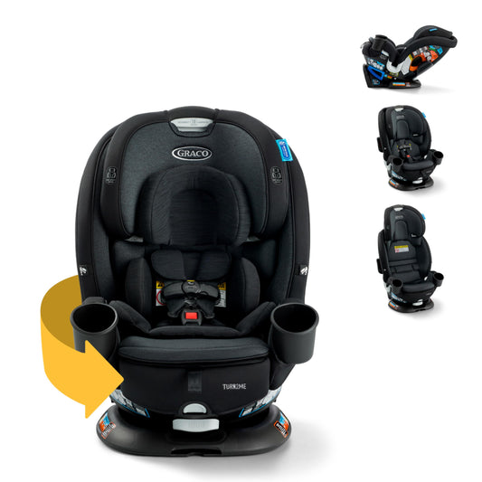 Graco Turn2Me 3-in-1 Rotating Convertible Car Seat, Manchester, Rear-Facing Rotation Only, Forward-Facing Mode, Highback Booster Up to 100 lbs, Adjustable Headrest & Harness, Steel Reinforced Frame
