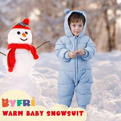 BYFRI Baby Boys Girls Snowsuit Newborn Cozy Winter Coat Infant Bear Hooded Jumpsuit Toddler Snow Outfit for 0-24 Months