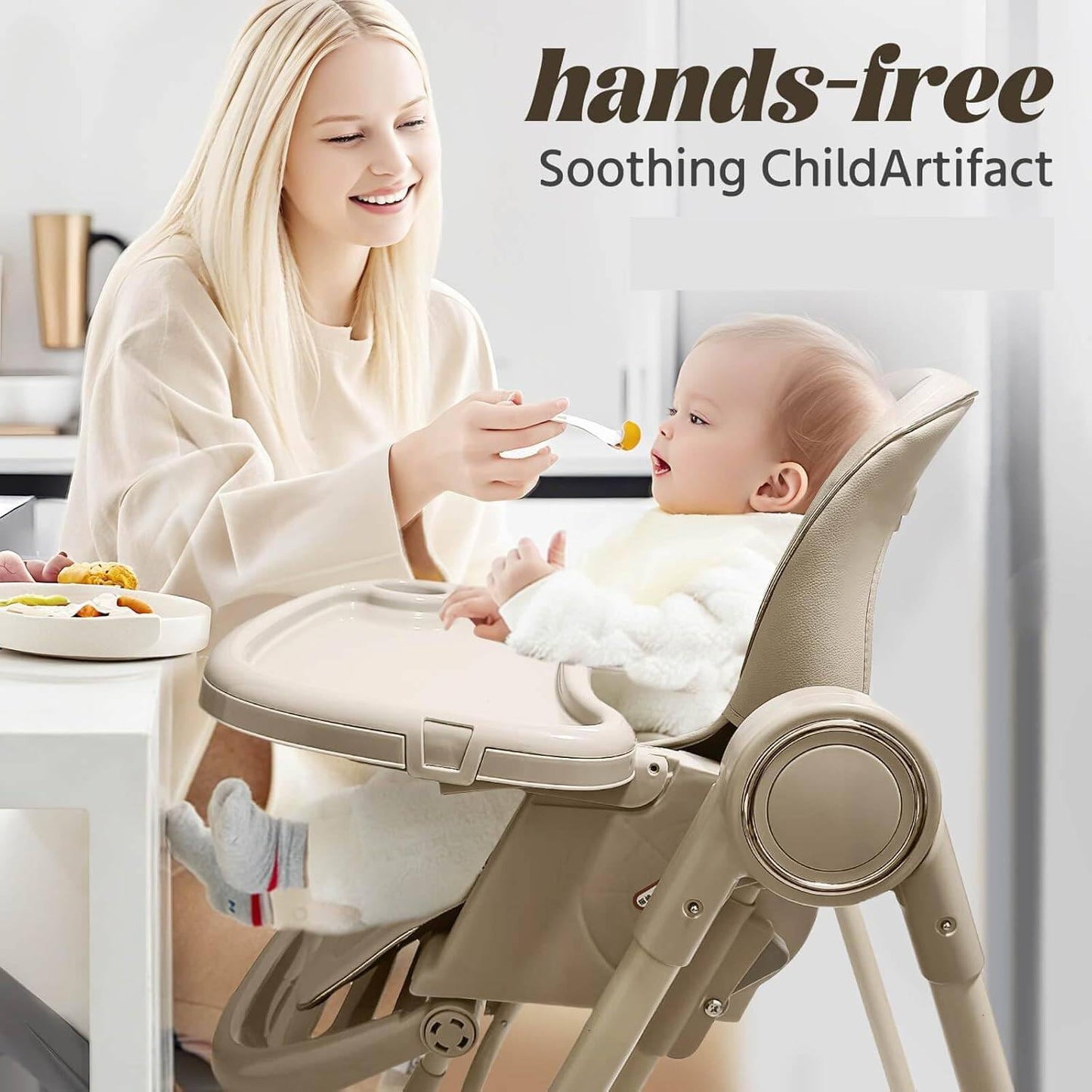 5 in 1 Convertible Baby High Chair Foldable, Baby Swing for Infants to Toddler,Portable Baby Feeding Chair, High Chairs for Babies and Toddlers, Silla de Comer para Bebe(White)