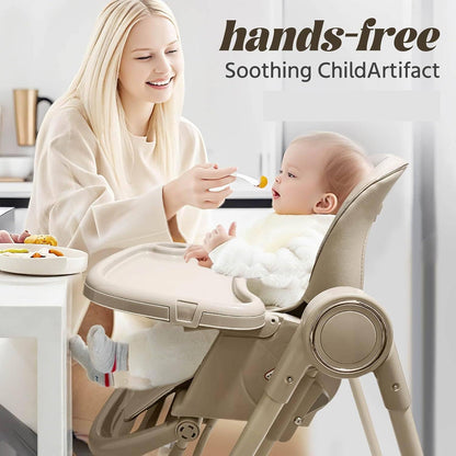 5 in 1 Convertible Baby High Chair Foldable, Baby Swing for Infants to Toddler,Portable Baby Feeding Chair, High Chairs for Babies and Toddlers, Silla de Comer para Bebe(White)