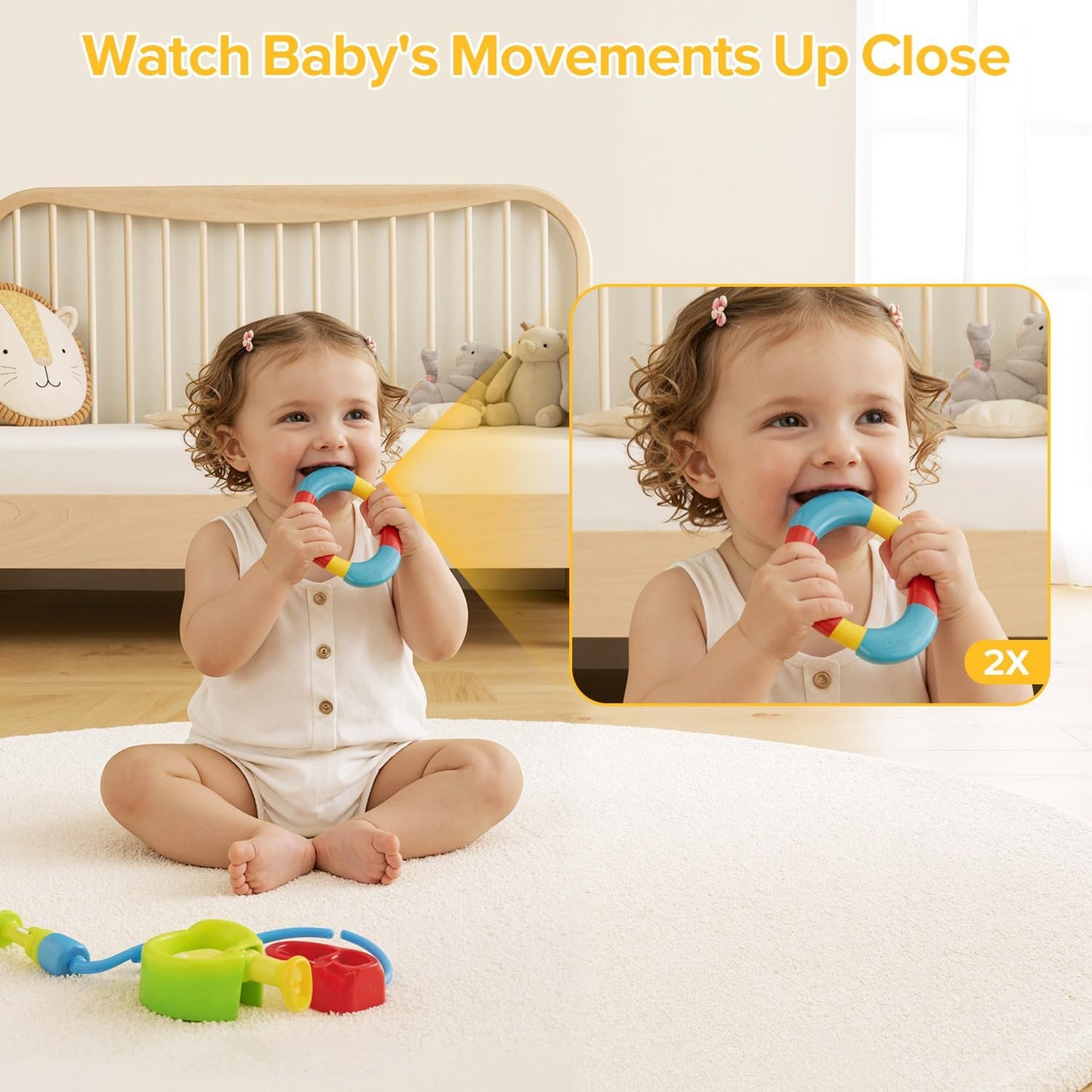 Baby Monitor, Baby Monitor with Camera and Audio, Secure No WiFi, Pan Tilt Video Camera with Night Vision, VOX, 2-Way Talk, 1300ft, Portable Video Audio Monitor Ideal for Baby/Elderly/Pet