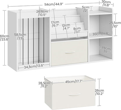 CHOEZON Kids Bookshelf, Children's Toy Storage Rack with Drawer, Display Shelf with Stuffed Animal Organizer, Toddler Bookcase with 3 Shelves, for Bedroom, Playroom, Living Room, White MCW21WB