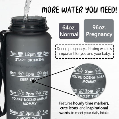 Pregnancy Water Bottle Tracker(Black), 1st Trimester Must Haves Gift for First Time Moms, with 2 Different Weekly Stickers, Early Essentials Gifts for Pregnant Women, Maternity, BPA Free