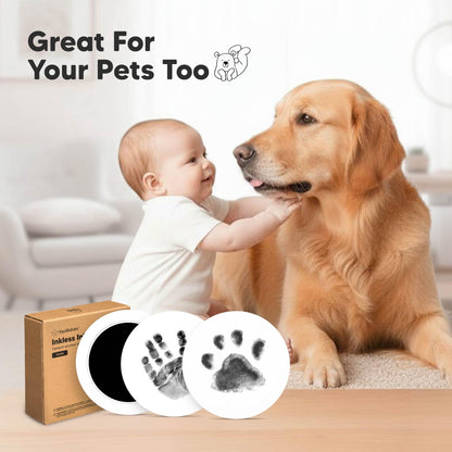 4-Pack Inkless Baby Hand and Footprint Kit - Mess Free Ink Pad for Newborn Keepsake, Dog Nose & Paw Print Kit, Clean Touch Ink Pad for Baby Hand & Footprints, First Mother's Day (Jet Black)
